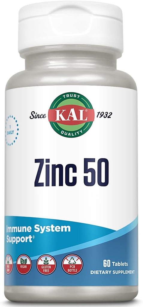 KAL亜鉛50mgのHydroxyの酸の複合体、亜鉛Orotateの健康なMetabolismおよび免疫サポート補足、亜鉛クエン酸塩、高められた吸収w/ActiSorb、ビーガン、グルテンフリー、非GMO、60のサーブ、60のタブレット