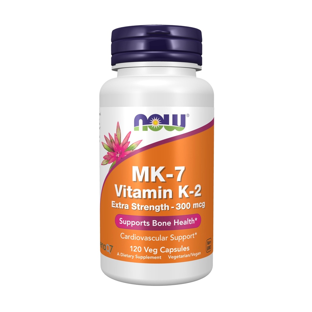 今食品は、MK-7ビタミンK-2 300 mcg、心血管サポート*、骨の健康をサポート*、120ベジカプセル