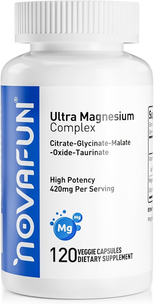 マグネシウムB6サプリメント, 420mgマグネシウムコンプレックス, クエント, グリシナート, メイト, 酸化物, ハート, 骨のサポート, ビーガン,120カプセル