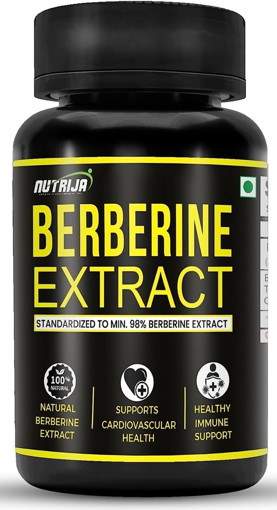 Berberine Extract 500mg Capsules | Standardized to min 98% Berberine Extract | Natural Berberine Extract Highly Purified & Bioavailable (60 Capsules)