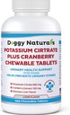 Potassium Citrate Plus Cranberry Supplement for Dogs (100 Tablets) - Urinary Tract Support-Helps Deter Formation of Calcium Oxalate Stones - Deters Bladder & Kidney Stones (Made in U.S.A)
