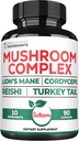 Satoomi 10in1 Lions Mane Supplement Complex - Cordyceps Sinensis、Reishiのきのこ、トルコの尾のきのこ及び他と混合される - 3か月のための90の計算