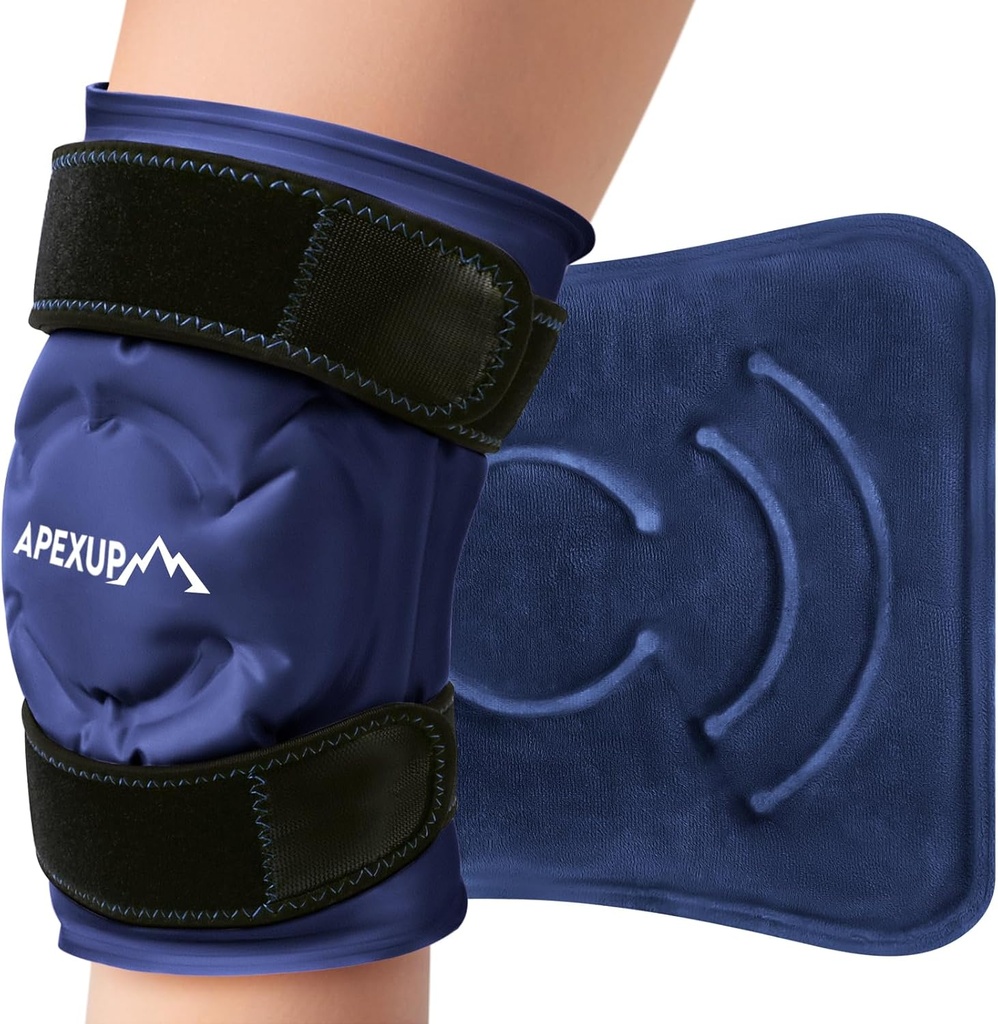 APEXUP Ice Pack for Knee Pain Relief, Large Reusable Wrap After Surgery, Flexible Gel Cold Pack for Injuries, Pain Relief for Back, Shoulder, Elbow, Ankle and Leg (Navy Blue, L, 1PK)