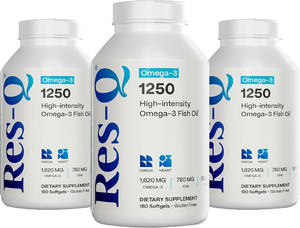 Res-Q 1250 Omega-3フィッシュオイルカプセル3パック