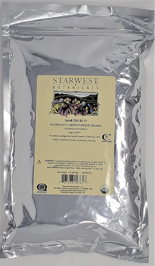 Starwest Botanicalsオーガニックカレンデュラフラワーパウダー、1ポンド
