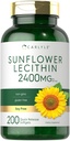 カーライルヒマワリレシチンソフトゲルカプセル | 2400mg | 200カウント | リンスファチジルコリンで豊富 | 非GMO、大豆フリー、グルテンフリーサプリメント