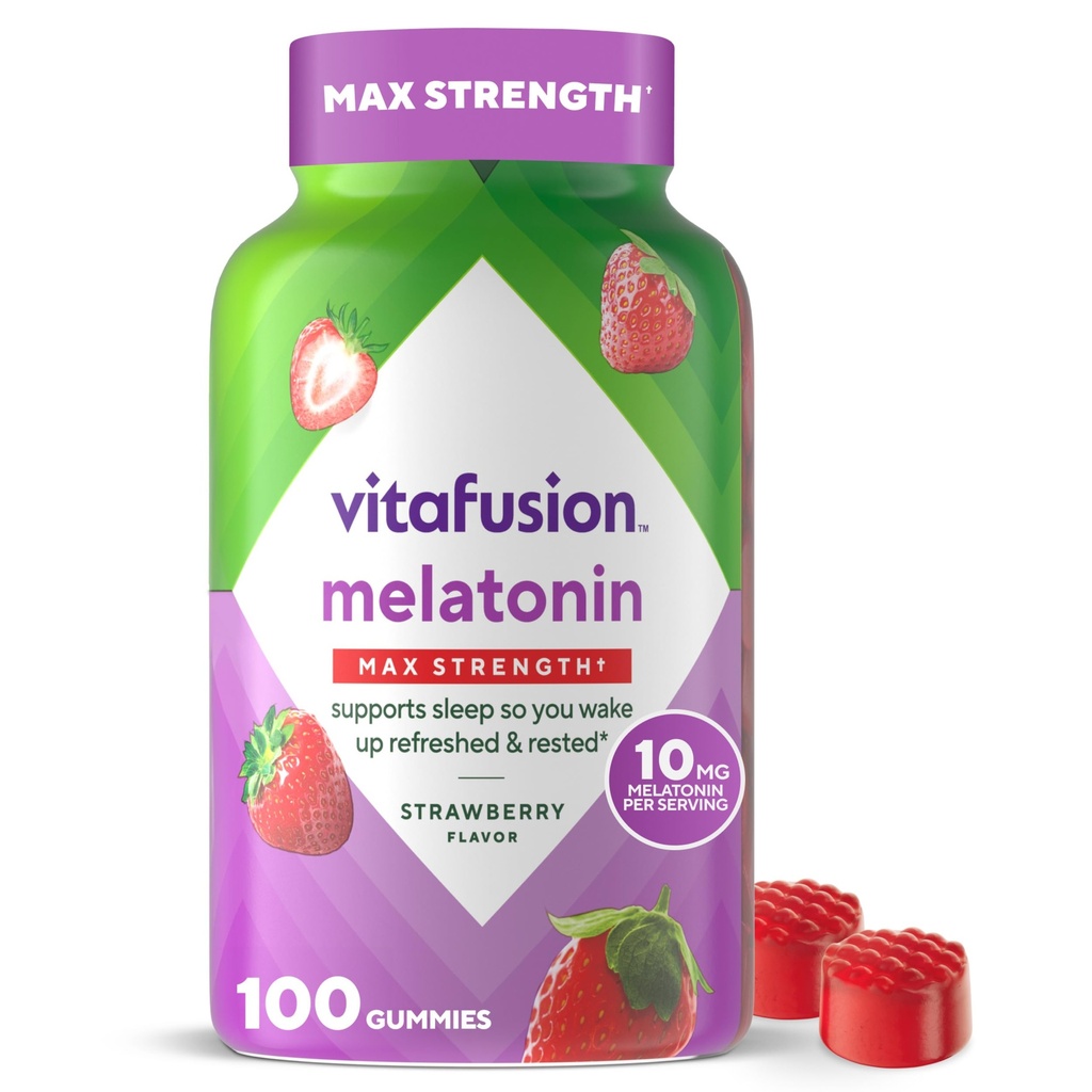 活力 最高の強さ 10 の mg の Melatonin のグミー、いちごは風味付けしました、大人の Melatonin のギーミーのビタミンの補足、100 の計算、50 日の供給