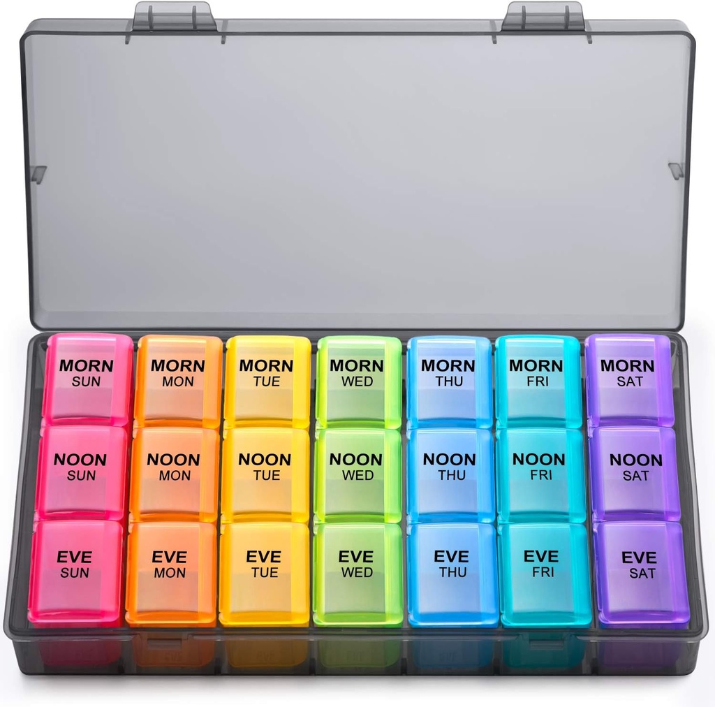 Weekly Pill Organizer 3 Times A Day, Large Gelibo Daily Pill Cases Box for Vitamin/Fish Oil/Pills/Supplements-Arthritis Friendly