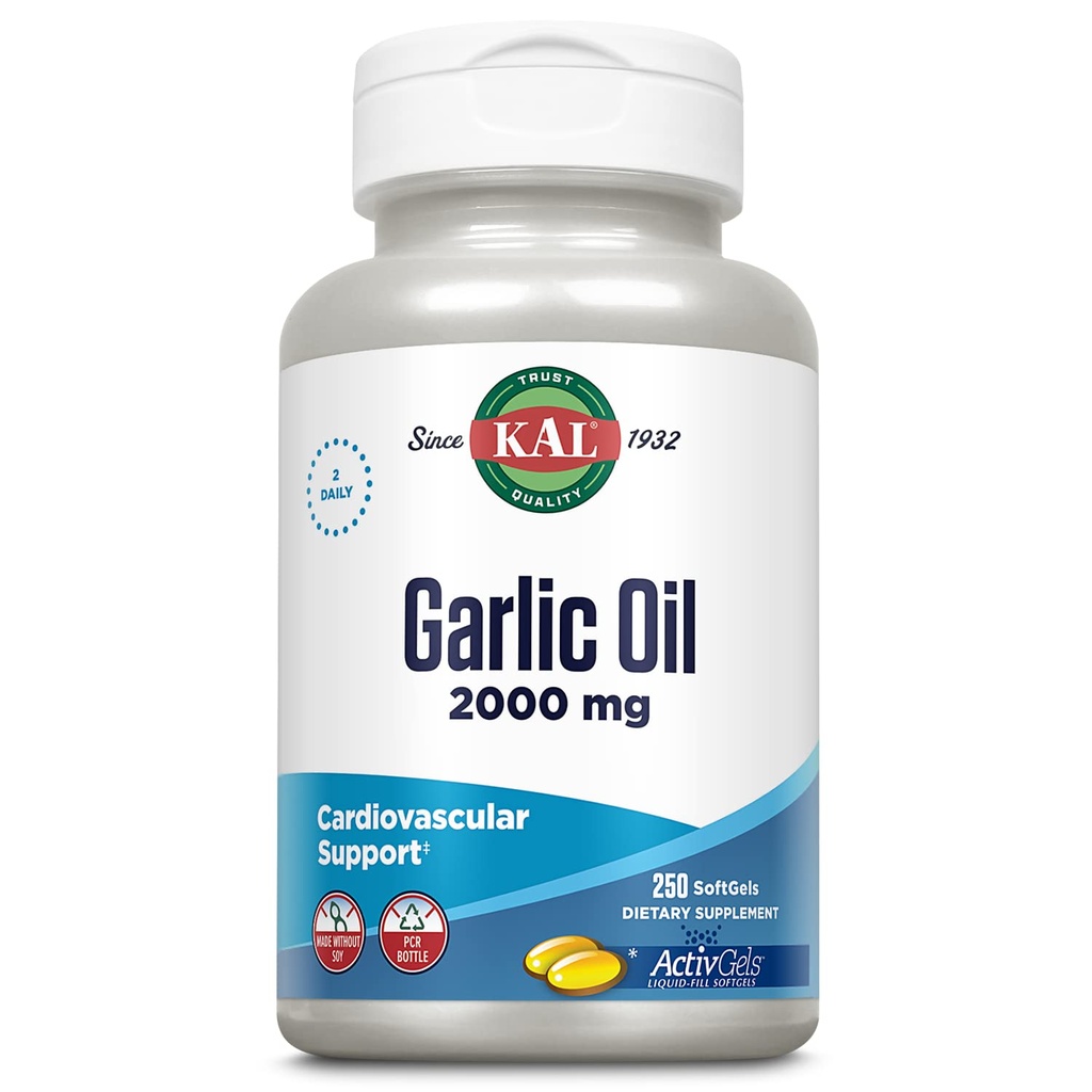 KALのニンニクオイル2000のSoftgels、250の計算