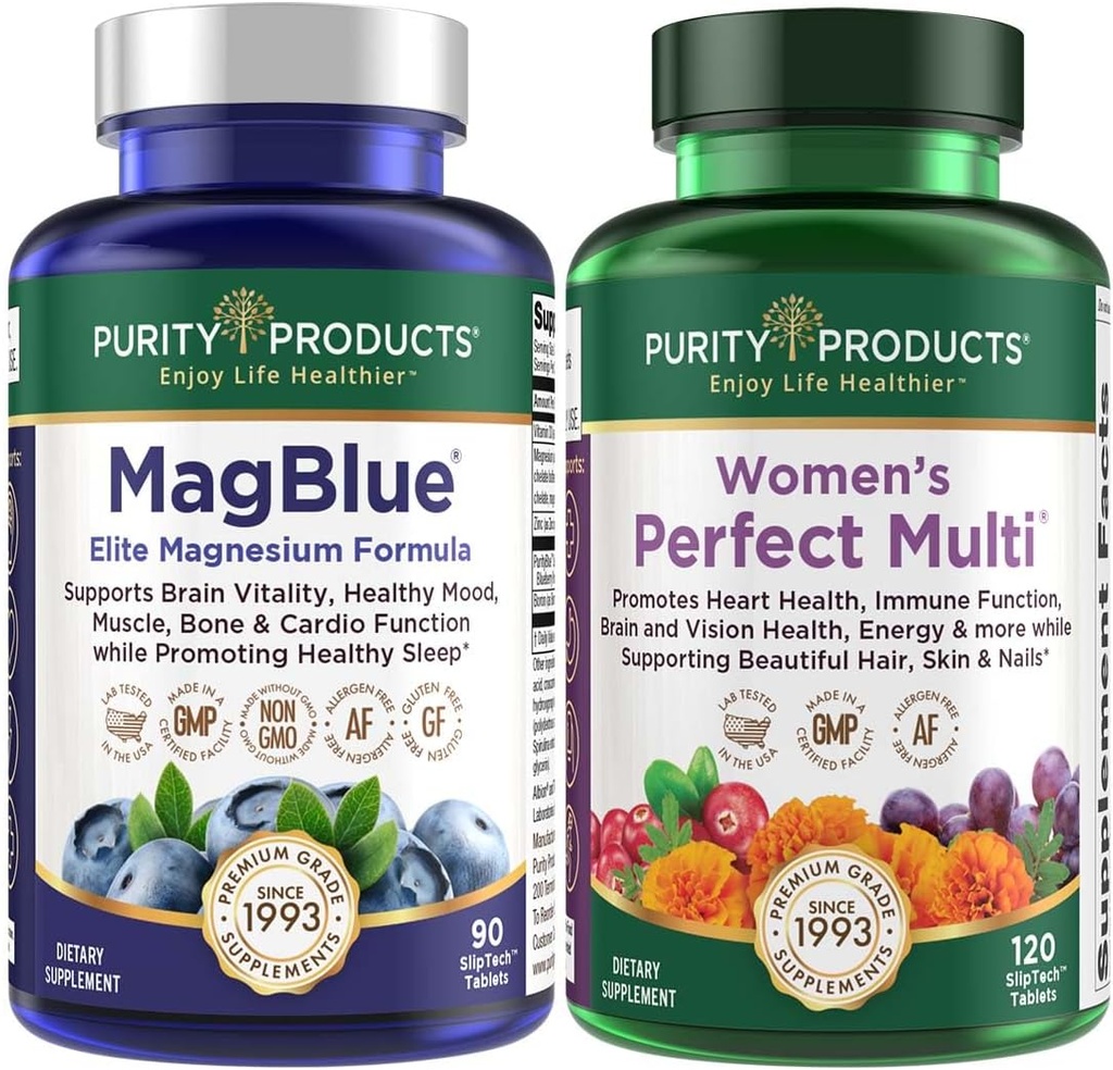 純度プロダクト 束- MagBlue +女性の完全な多- MagBlue (マグネシウムのBisglycinate +ビタミンD3 +More) - 女性は多を完成します - 尿路の健康、免除、毛皮の釘+Moreを支えて下さい