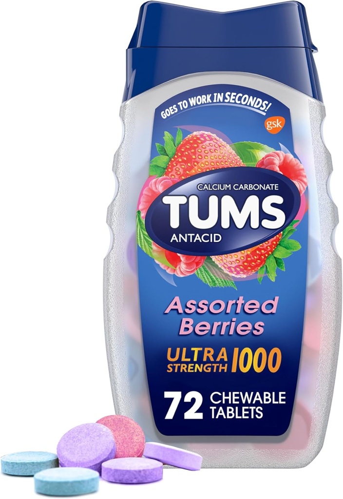 TUMS の心焼けの救助および酸の消化の救助のための超強さのChewable アントエイドのタブレット、分類された果実- 72 の計算