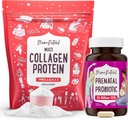 Mama Natural Prenatal Probiotic & Multi Collagen Protein Bundle - 25 Billion CFU & 11g hydrolyzed Collagen peptides for Pregnancy, Hair, Skin, Nails & Digestive Health Support