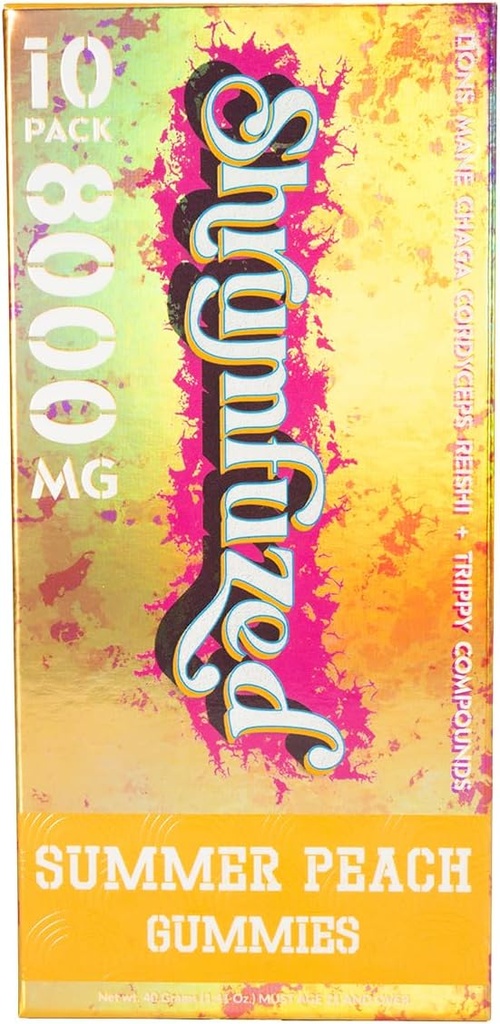 プロプライエタリノトロピックガミー8000mg - ライオンズマネ、レイシ、チャガ、およびコルディセプノトロピックトリップエキノコブレンド(10、夏のピーチ)