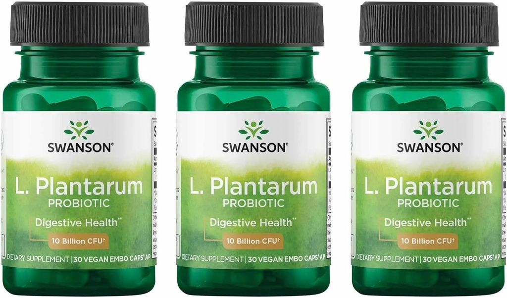 Swanson L. Plantarum - 消化器のサプリメントは、消化管のバランスと腸の規則性を促進します - ブロッキングを減らすのに役立つ天然式 - (30 Veggieカプセル)3パック