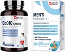 NATURE TARGET Probiotics for Men 60 Billion CFUs14 Strains & CoQ10 200mg Softgels with PQQ Antioxidant for Heart-Health and Energy Production