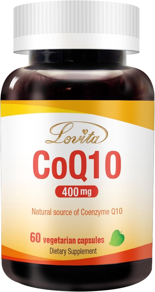 Lovita CoQ10 400mg サプリメント | イージー 吸収コエンザイムQ10 パウダー | 酸化防止 Co Q10 酵素 | サポート 心の健康 | ヴィーガン | 60 カプセル