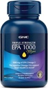 GNCの三重の強さの魚油EPA 1000小型、1000mg Omega 3の小型Softgels、サポート目、頭脳、皮、健康なTriglycerides、中心、接合箇所は、Fishy Burpsを制御するために、45のサービングに塗りました