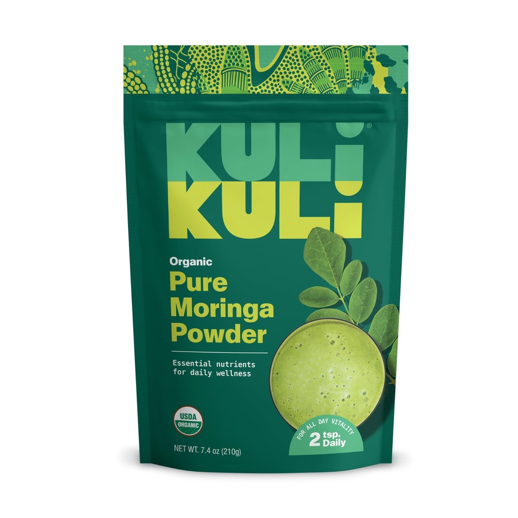 Kuli Kuli Kuli Moringa Oleifera有機リーフパウダー&グリーンスムージー、100%純粋なUSDA認定&非GMOモリンガパウダー、スムージー、紅茶、食品、 1パック