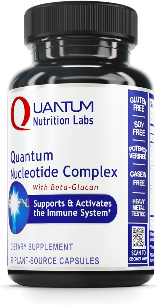 Quantum Nutrition Labs Quantum Nucleotide Complex - Beta Glucan Immune Support Supplement with Yeast Nucleotides & Reishi, 400 mg 1,3 Beta-Glucan Per Serving - 90 Vegetarian Capsules