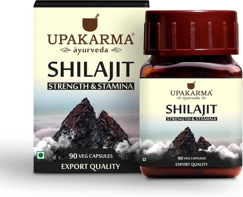 Upakarma Ayurveda 100%の強さのための純粋なシラジット90のカプセル、Stamina、Immuneサポート、フルヴィック酸の自然な源及びトレースの鉱物2のカプセル(毎日の適量)のためのMG、供給の45日- 1のパック