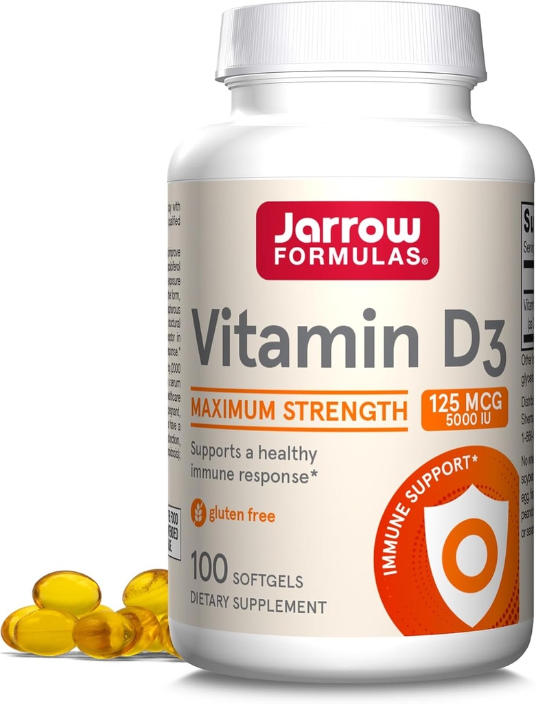 JarrowフォーミュラビタミンD3 125 mcg(5000 IU) - 100サービング(Softgels) - 骨の健康、免疫サポート、カルシウム代謝サポート - ビタミンDサプリメント - D3ビタミン - 5000 IUビタミンD - グルテンフリー