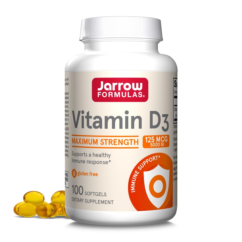 JarrowフォーミュラビタミンD3 125 mcg(5000 IU) - 100サービング(Softgels) - 骨の健康、免疫サポート、カルシウム代謝サポート - ビタミンDサプリメント - D3ビタミン - 5000 IUビタミンD - グルテンフリー