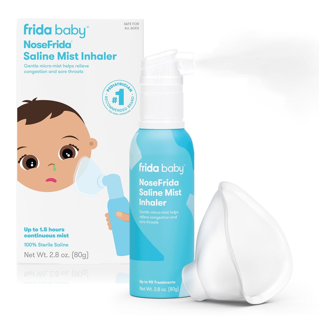 Frida Baby NoseFrida Saline Mist Nasal Inhaler、Babies + Kids、Nasal Saline Spray、Soothes Stuffy Nose & Sore Throat、Congestion&Allergy Liberty for Babies + Kids、Nasal Saline Spray、Soothes Stuffy Nose & Sore Throat、 マスクが含まれています