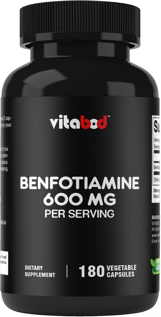 Benfotiamine 600mg - 180ベジタリアンカプセル - 脂肪溶性ビタミンB1サプリメント