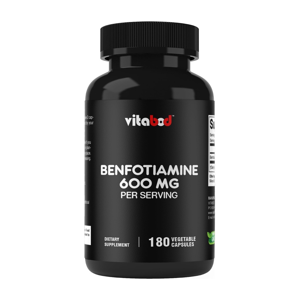 Benfotiamine 600mg - 180ベジタリアンカプセル - 脂肪溶性ビタミンB1サプリメント