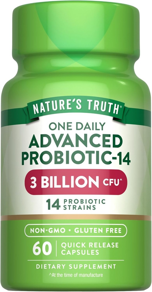 Nature's Truth Probiotics カプセル | 3 Billion CFU | 60 カウント | 男性と女性のために | 14 ス トレイン | 非GMO&グルテンフリーサプリメント