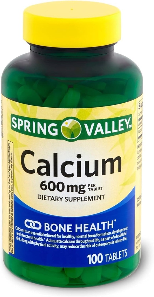 スプリングバレーカルシウム600mg、錠剤栄養補助食品、骨の健康、100カウント+
