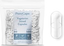 ピュアキャップUSA - ベジタリアン ヴィーガン ピル カプセルサイズ00|500 参加ピル|非GMO認定|SLS、グルテンフリー、保存料無料