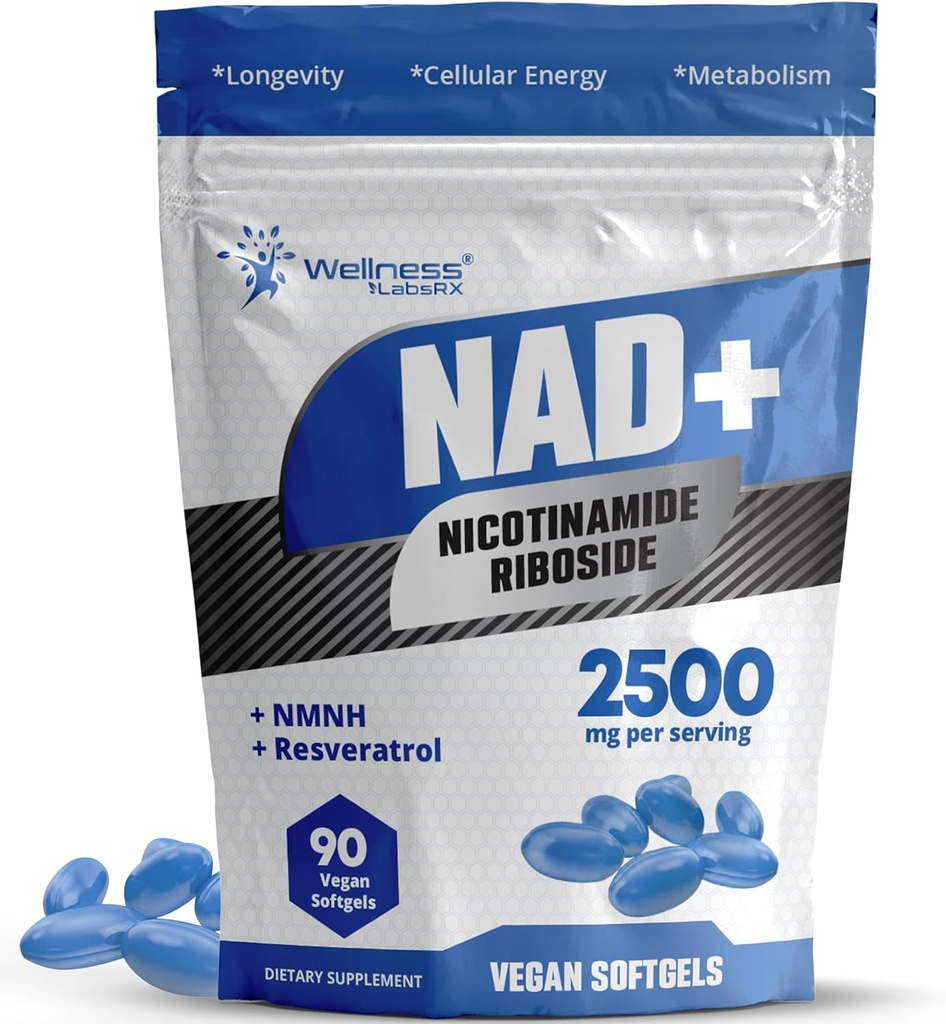 ウェルネス LABSRX リポソーム NAD + サプリメント - サードパーティは、NAD Softgels Nicotinamide Riboside Resveratrol - 2500mg Liposomal NADは、女性のためのサプリメント - 長寿サポート - 米国製