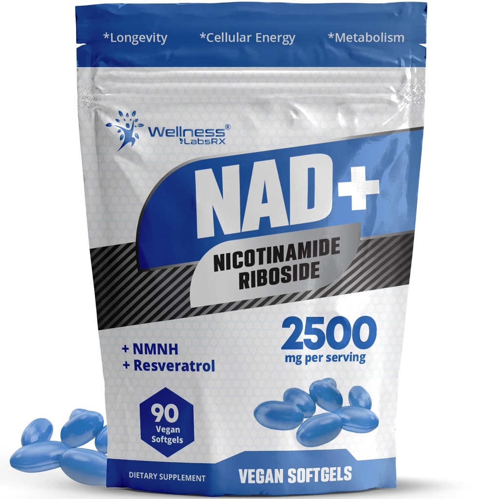 ウェルネス LABSRX リポソーム NAD + サプリメント - サードパーティは、NAD Softgels Nicotinamide Riboside Resveratrol - 2500mg Liposomal NADは、女性のためのサプリメント - 長寿サポート - 米国製