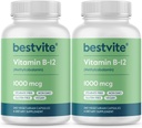 BESTVITEビタミンB12(メチルコバラミン)1000mcg(480ベジタリアンカプセル)(2 x 240)(メチルB12) - いいえステアレートなし - ビーガン - 非GMO -グルテンフリー無料
