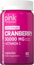 女性用PINKクランベリーピル | 60カプセル | ビタミンC | ノンGMO&グルテンフリーエキスサプリメント | 尿路健康をサポート