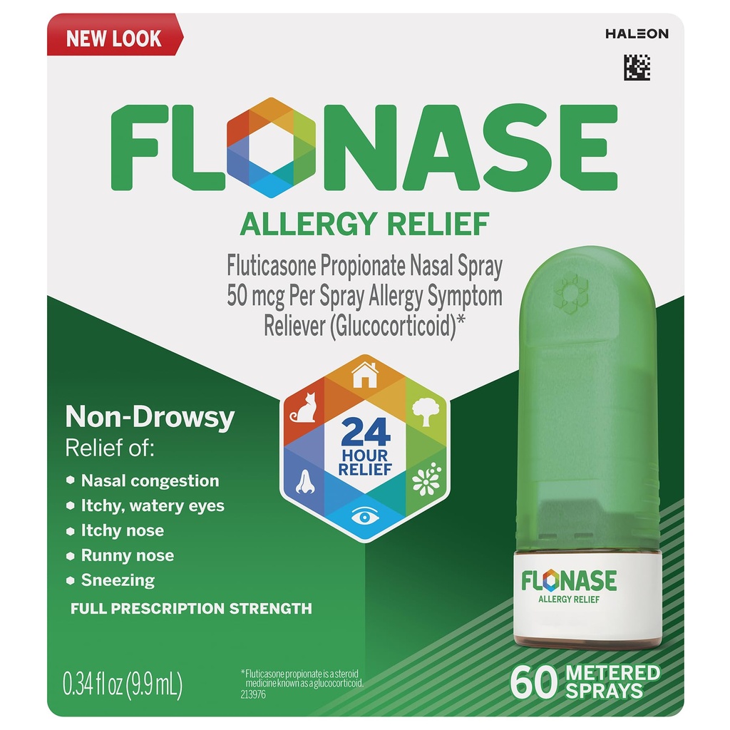 Flonaseのアレルギーの救助の鼻のスプレー、24時間の非眠気のアレルギーの薬、メーターで計られた鼻のスプレー- 60のスプレー