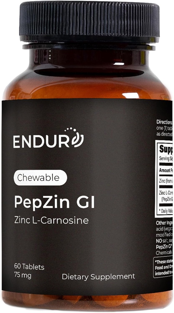 Endur PepZinGI ZINC-CARNOSINEのChewablesの消化器ウェルネス、グルテンフリー、75mg (60のタブレット)のための消化器及び有効な方式