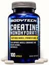 BODYTECHのクレアチンの一水化物はMicronizedサポート筋肉強さ、固まりおよび持久力(100のカプセル)をカプセルに入れます