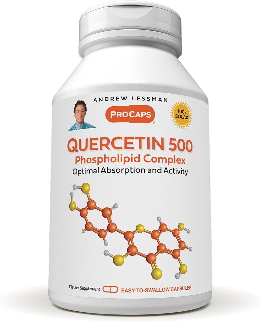 ANDREW LESSMAN Quercetin 500mg - 30カプセル - 500mgユニークなQuercetin Phospholipidコンプレックス、健康な心、循環および免疫機能をサポートする高吸収式。 添加物無し。