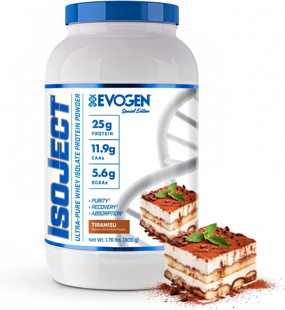 Evogen Isoject - 乳液プロテイン Isolate | 乳液プロテインパウダー、BCAA、AAA | 吸収性・回復力強化 | ティラミス | 25 サービング