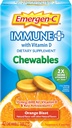 Emergen-C Immune + Chewables 1000mgビタミンCとビタミンDタブレット、免疫力のための免疫サポート栄養補助食品、オレンジブラスト風味 - 42カウント