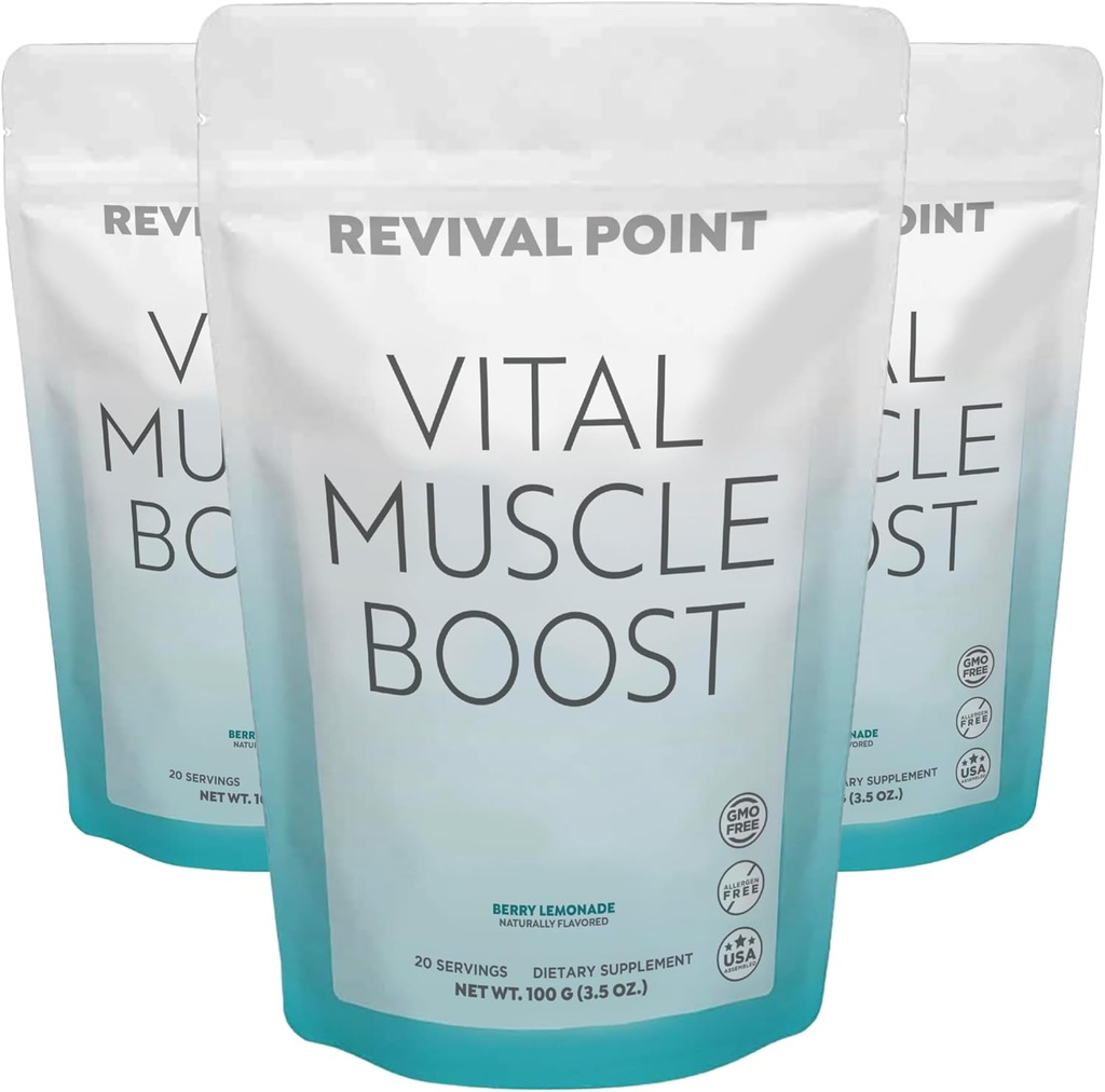Vital Muscle Boost - 大人のためのプレミアムmyHMBとビタミンD3サプリメント - 特許取得済みのHMBパウダー3000mg - 健康な筋肉、エネルギー&活気のあるアクティブライフ - タンパク質合成と強度をサポート