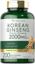 カルライル韓国ジンセンエキスカプセル2000mg | 200カプセル | 非GMOとグルテンフリーフォーミュラ | 標準化されたパンアックス・ギンセンサプリメント