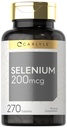 カルリールセレンサプリメント | 200mcg | 270錠 | ベジタリアン・非GMO・グルテンフリーのフォーミュラ