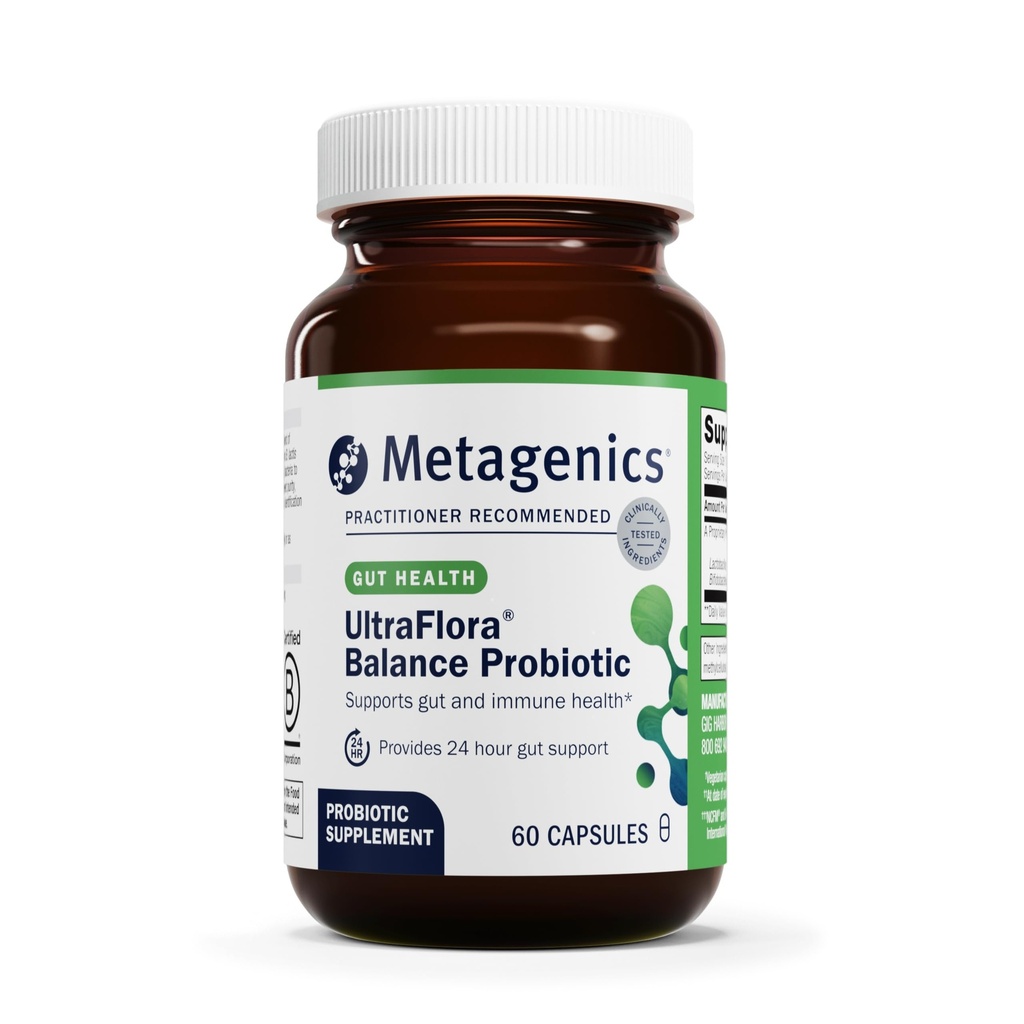 Metagenics UltraFloraバランスプロバイオティック - ダイジェクティブ&免疫サポートのための保存性毎日のガット健康サプリメント* - 非GMO&グルテンフリー - 60カプセル