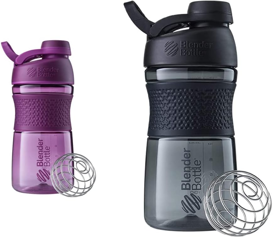 BlenderBottle 20-Ounce ブラックとプラムプロテインシェーカーボトル(Ball Wire Whisk付)