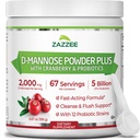 Zazzee D-Mannoseの粉プラス、2000のmg、67のサービング、Potent及び速い行為、プラス5のビリオンCFUのプロバイオティクスおよび純粋なクランベリー ジュースのエキス、Kosherの自由な規模、6.5 Ozのグルテンフリー、非GMOのオールナチュラル