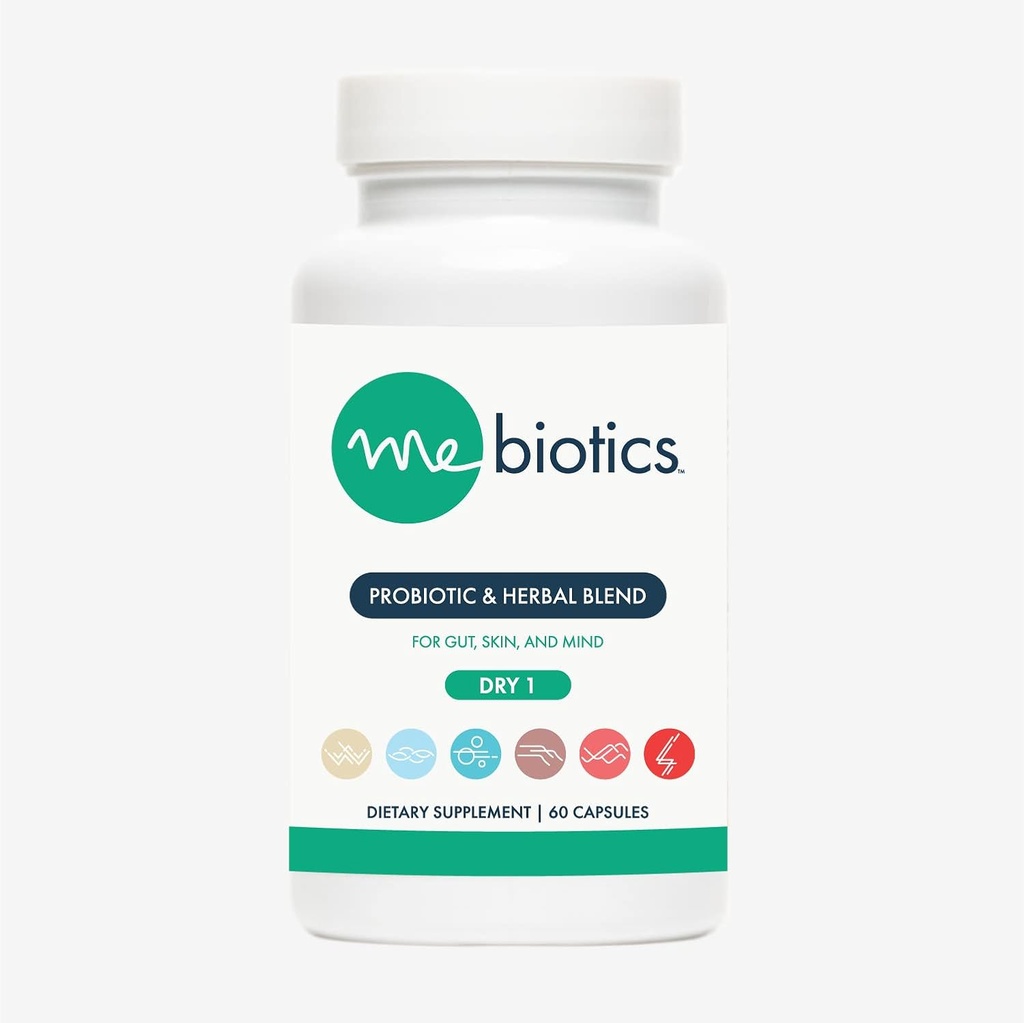 Microbiome Labs Mebiotics Probiotics & Herbal Supplement Dry 1 - 皮膚+腸の健康のためのLactobacillus Rhamnosus +レモンバーム - Gut、マインド、および皮膚(60カプセル)をサポートする経口プロバイオティクス