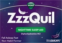ZzzQuil LiquiCapの睡眠の援助、Diphenhydramine 25mg HCl、大人のための睡眠の援助、夜間睡眠の援助、72 LiquiCaps